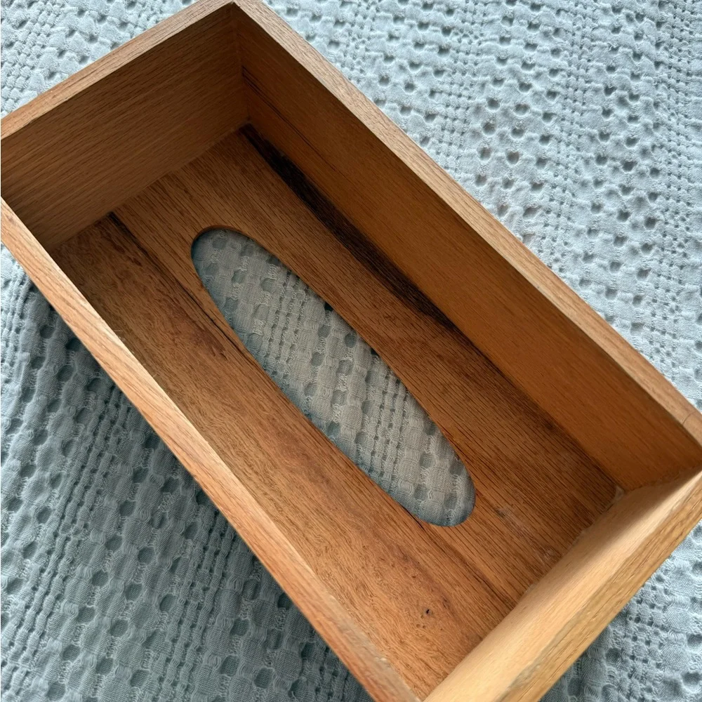 Wooden Tissue Box Cover - Natural Brown